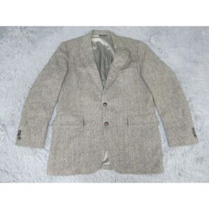 J.D. Christopher Blazer Mens 42 Gray Herringbone‎ Wool Tweed Sport Coat Jacket